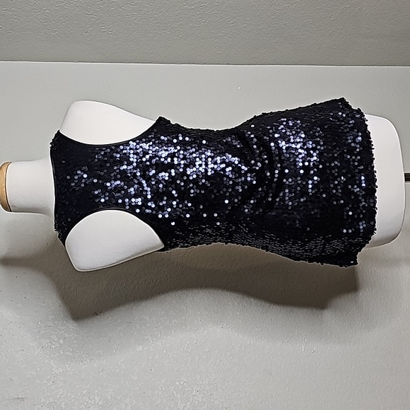 Black Paillettes Sequin Racerback Tank Top Size Small - Picture 4 of 7